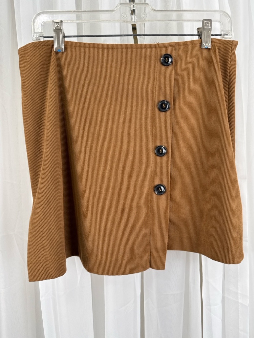 Ginger G Brown Corduroy Skirt Size Large Faux Button Mini